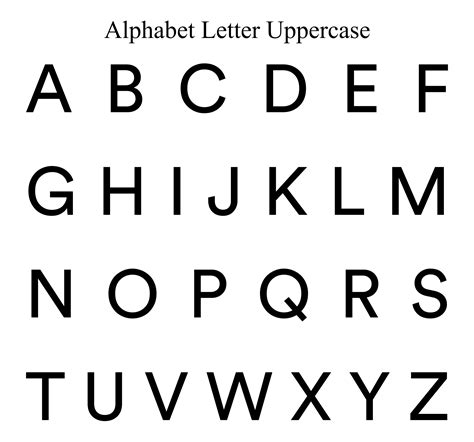 Printable Upper Case Letters